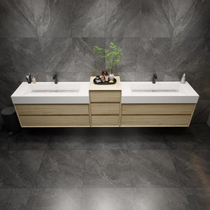 Max 116" Wall Mounted Vanity With Acrylic Sink W/Small Side Cabinet
