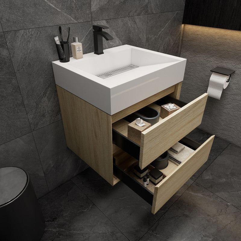 Max 24" Wall Mounted Bathroom Vanity with Acrylic Integrated Sink Top