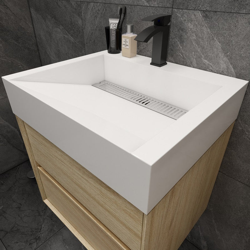 Max 24" Wall Mounted Bathroom Vanity with Acrylic Integrated Sink Top