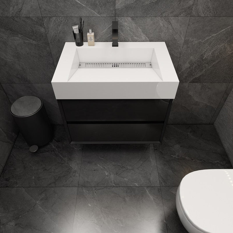 Max 30" Wall Mounted Bathroom Vanity with Acrylic Integrated Sink Top