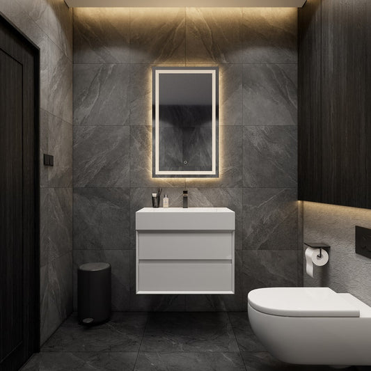 Max 30" Wall Mounted Bathroom Vanity with Reinforced Acrylic Integrated Sink Top