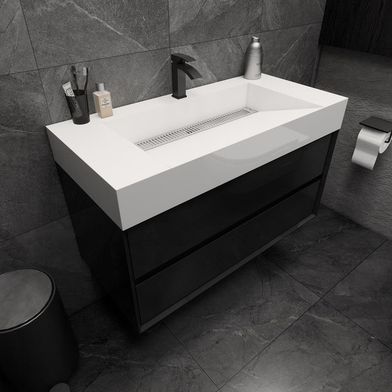 Max 42" Wall Mounted Bathroom Vanity with Acrylic Sink