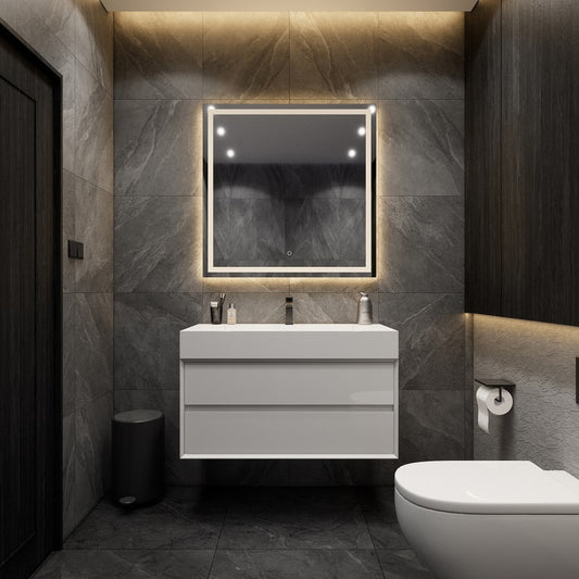 Max 42" Wall Mounted Bathroom Vanity with Reinforced Acrylic Integrated Sink Top