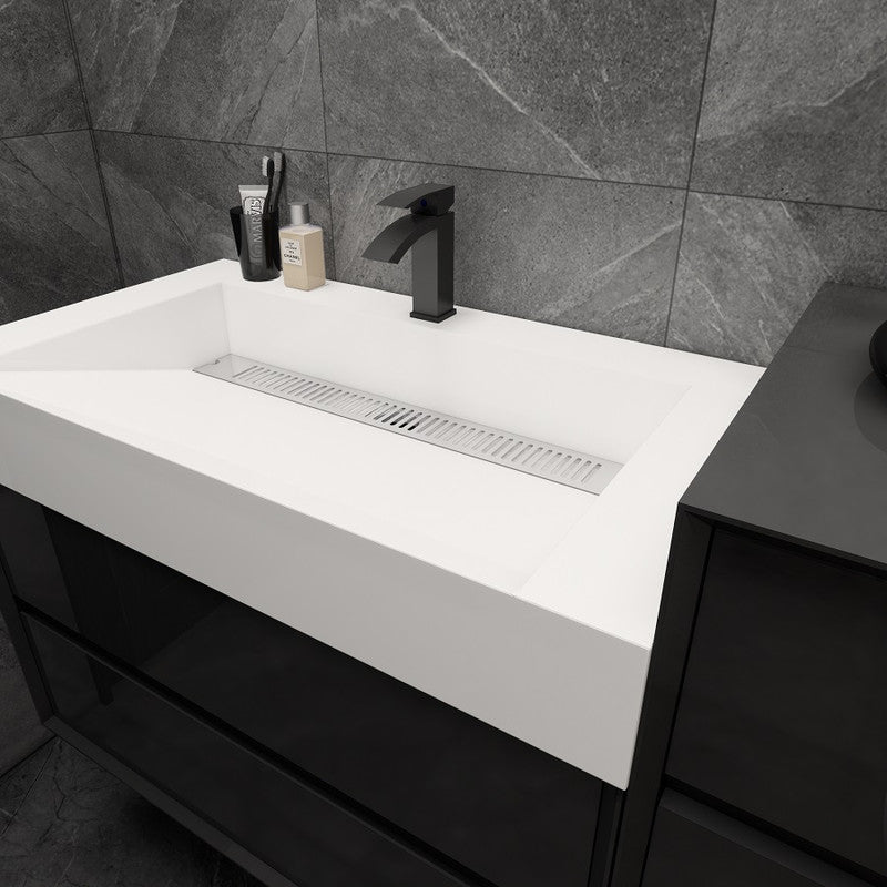 Max 56" Wall Mounted Bathroom Vanity with Acrylic Sink with Linen Cabinet