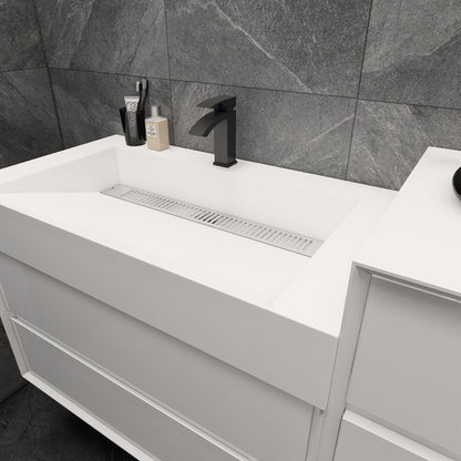 Max 104" Wall Mounted Bathroom Vanity with Acrylic Sink with Small Side Cabinet