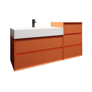 Max 56" Wall Mounted Vanity With Acrylic Sink W/Small Side Cabinet