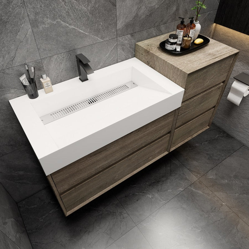 Max 56" Wall Mounted Bathroom Vanity with Acrylic Sink with Linen Cabinet