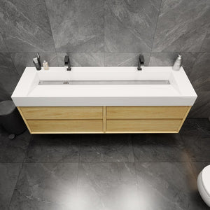 Max 72" Wall Mounted Vanity With Acrylic Sink/Double Faucet Holes