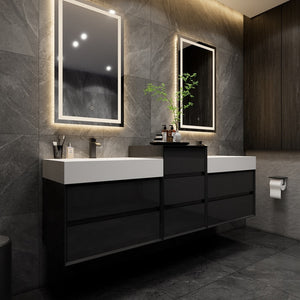 Max 92" Wall Mounted Vanity With 16 Acrylic Sink W/Small Side Cabinet