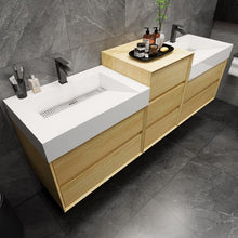 Load image into Gallery viewer, Max 92&quot; Wall Mounted Vanity With 16 Acrylic Sink W/Small Side Cabinet
