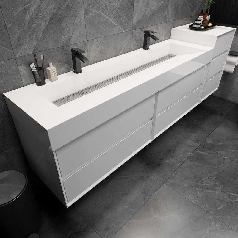 Max 92" Wall Mounted Bathroom Vanity with Acrylic Sink with Linen Cabinet