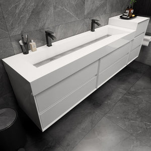 Max 92" Wall Mounted Vanity With Acrylic Sink W/Small Side Cabinet
