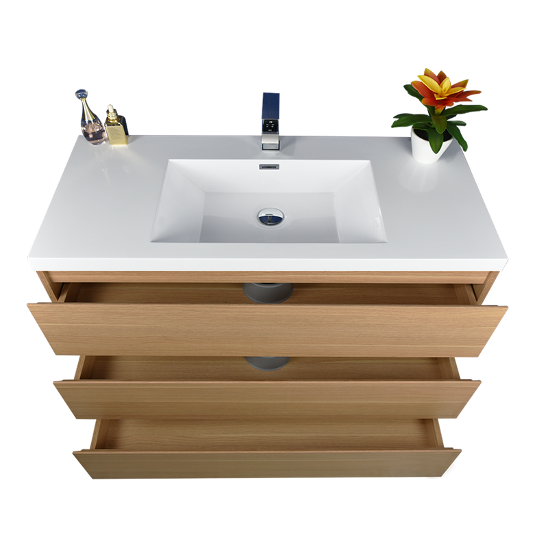 Angeles 42" Freestanding Bathroom Vanity with Acrylic Integrated Sink Top