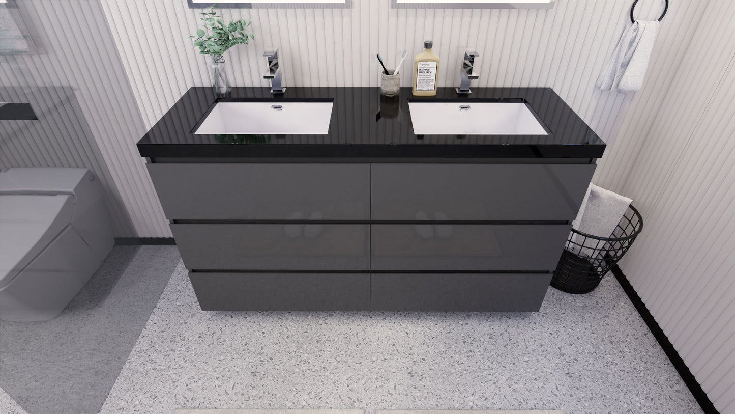 Stanley 60" Freestanding Bathroom Vanity with Acrylic Integrated Sink Top