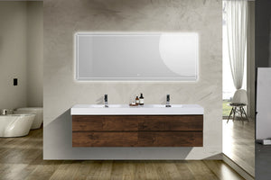 Fortune 80" Wall Mounted Vanity With Double Reinforced Acrylic Sinks