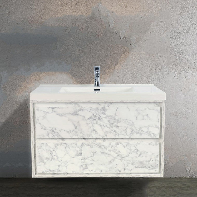 Sage 42" Wall Mounted Bathroom Vanity with Reinforced Acrylic Integrated Sink Top