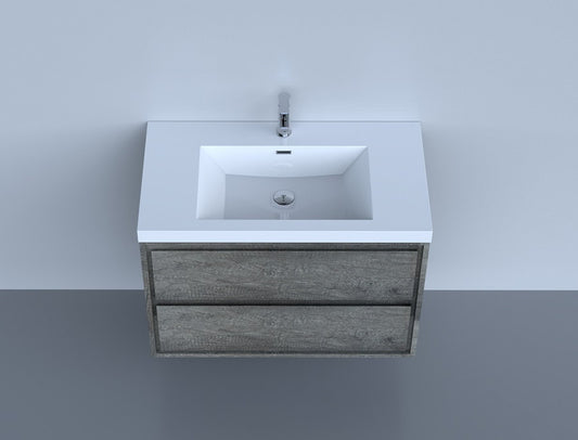 Sage 36" Wall Mounted Bathroom Vanity with Reinforced Acrylic Integrated Sink Top