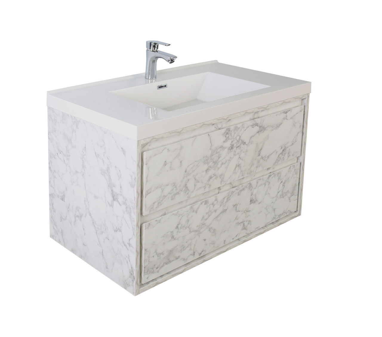 Sage 36" Wall Mounted Bathroom Vanity with Reinforced Acrylic Integrated Sink Top