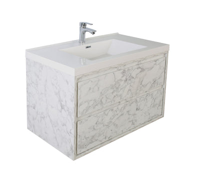 Sage 36" Wall Mounted Bathroom Vanity with Reinforced Acrylic Integrated Sink Top