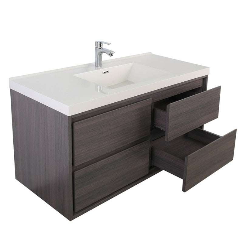 Sage 48" Wall Mounted Bathroom Vanity with Reinforced Acrylic Integrated Sink Top