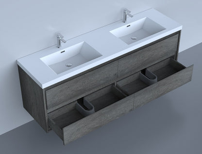 Sage 72" Wall Mounted Bathroom Vanity with Double Sink