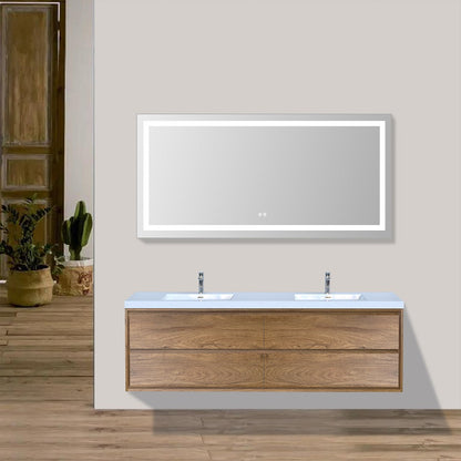 Sage 72" Wall Mounted Bathroom Vanity with Double Sink