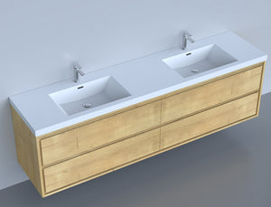 Sage 84" Wall Mounted Vanity With Double Sink
