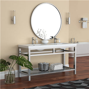 Otto 60" Freestanding Vanity Stainless Steel Console W/ Acrylic Sink