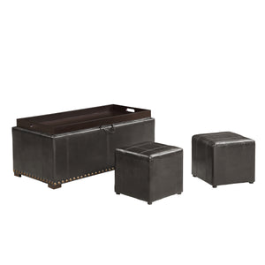 SB-008 Large Storage Ottoman 2 Small Ottomans Included