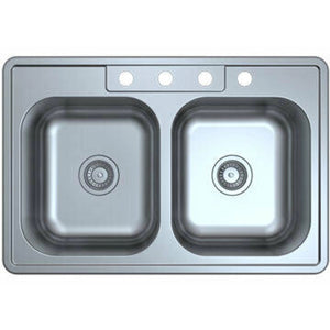 Lester 33" Stainless Steel Top Mount Double Kitchen Sink