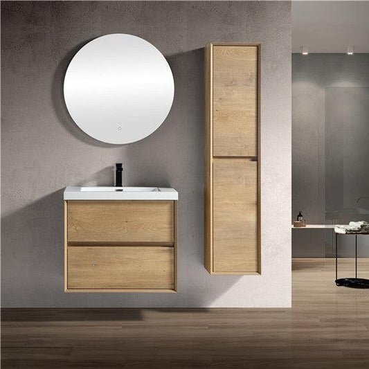 Kingdee 30" Wall Mounted Bathroom Vanity with Reinforced Acrylic Integrated Sink Top