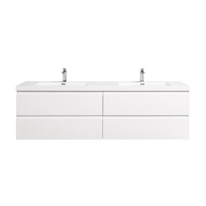 Angela 72" Wall Mounted Bathroom Vanity with Acrylic Integrated Sink Top