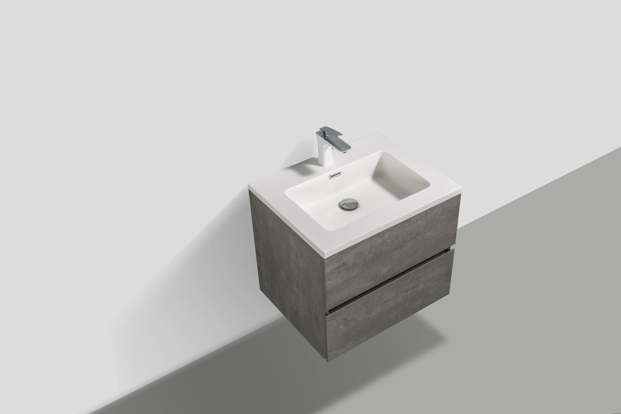 EDI 24" Wall Mounted Bathroom Vanity with Reinforced Acrylic Integrated Sink Top