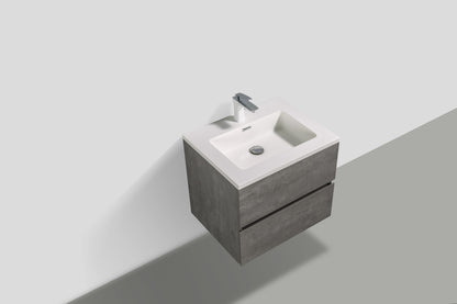 EDI 24" Wall Mounted Bathroom Vanity with Reinforced Acrylic Integrated Sink Top