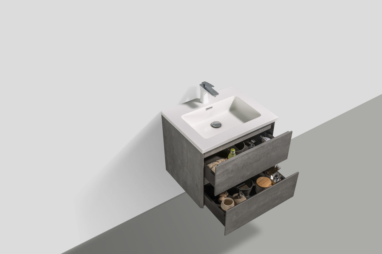 EDI 24" Wall Mounted Bathroom Vanity with Reinforced Acrylic Integrated Sink Top
