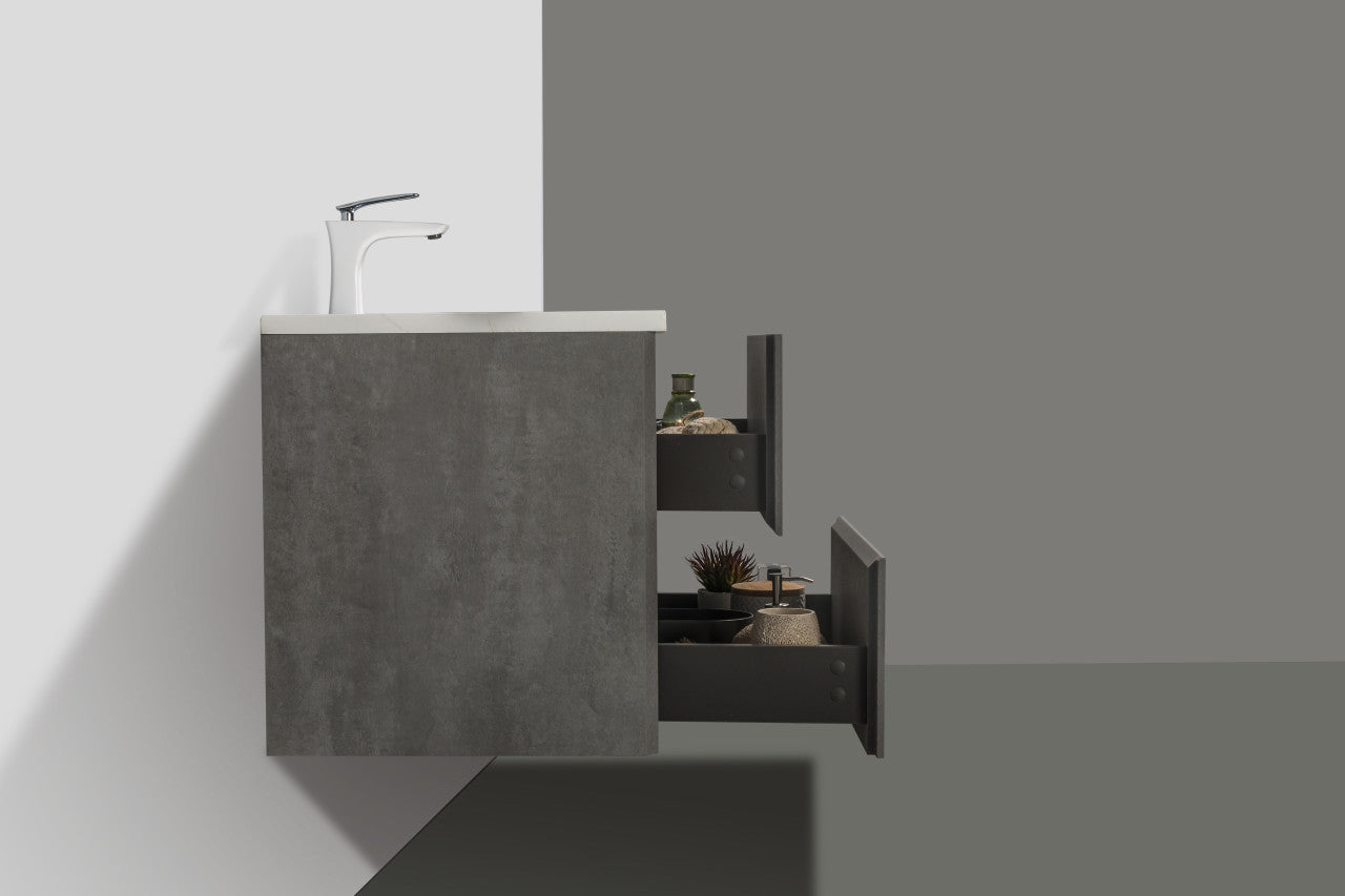 EDI 24" Wall Mounted Bathroom Vanity with Reinforced Acrylic Integrated Sink Top
