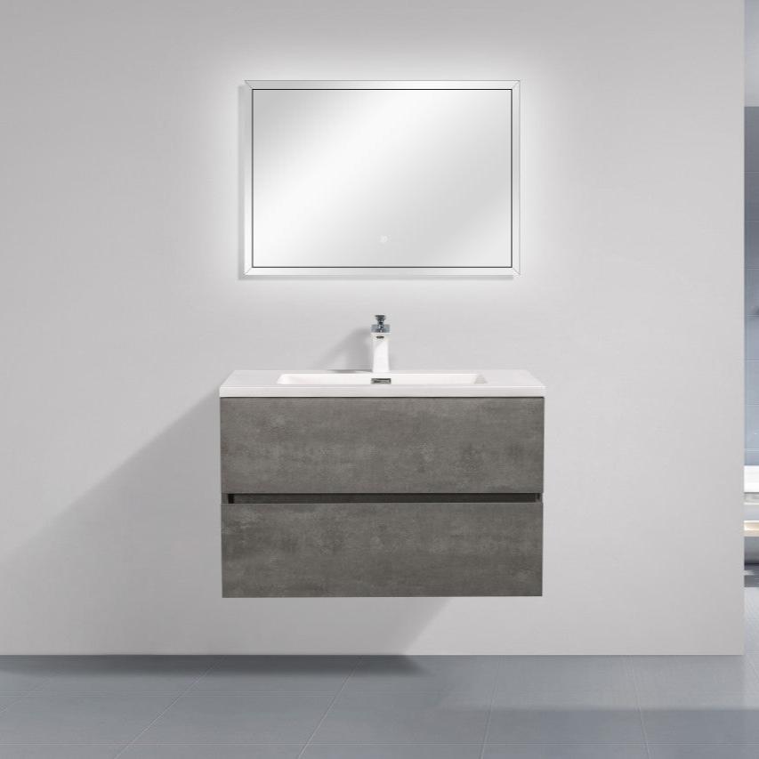 EDI 30" Wall Mounted Bathroom Vanity with Reinforced Acrylic Integrated Sink Top