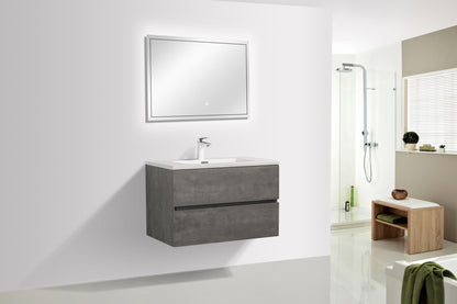 EDI 30" Wall Mounted Bathroom Vanity with Reinforced Acrylic Integrated Sink Top