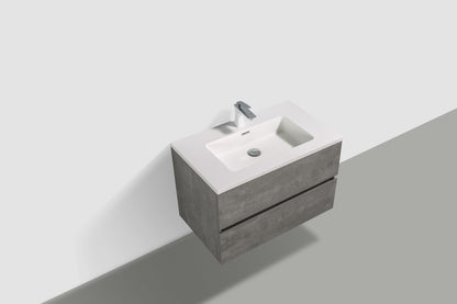 EDI 30" Wall Mounted Bathroom Vanity with Reinforced Acrylic Integrated Sink Top