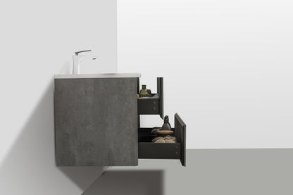 EDI 30" Wall Mounted Bathroom Vanity with Reinforced Acrylic Integrated Sink Top