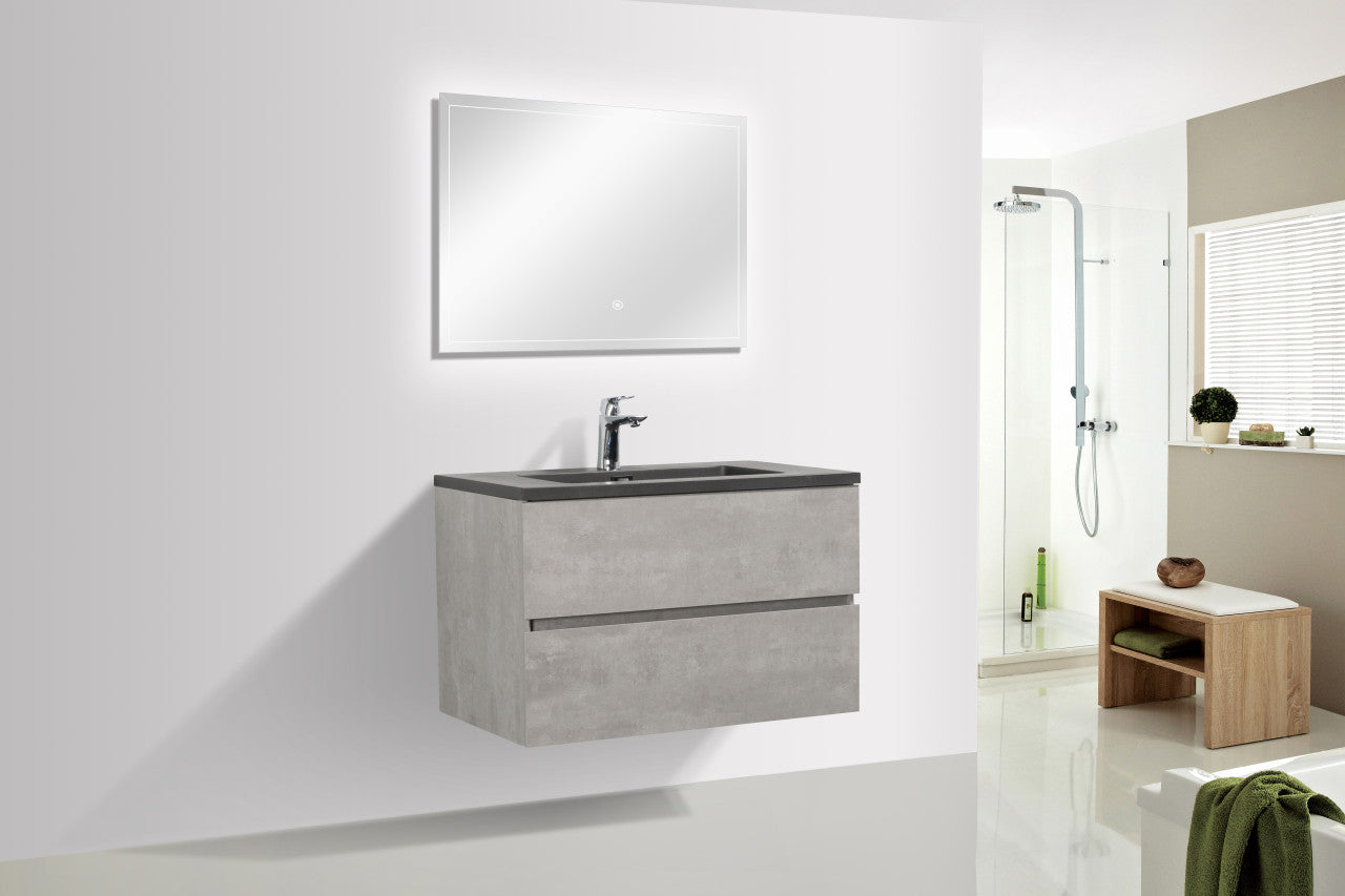 EDI 30" Wall Mounted Bathroom Vanity with Reinforced Acrylic Integrated Sink Top