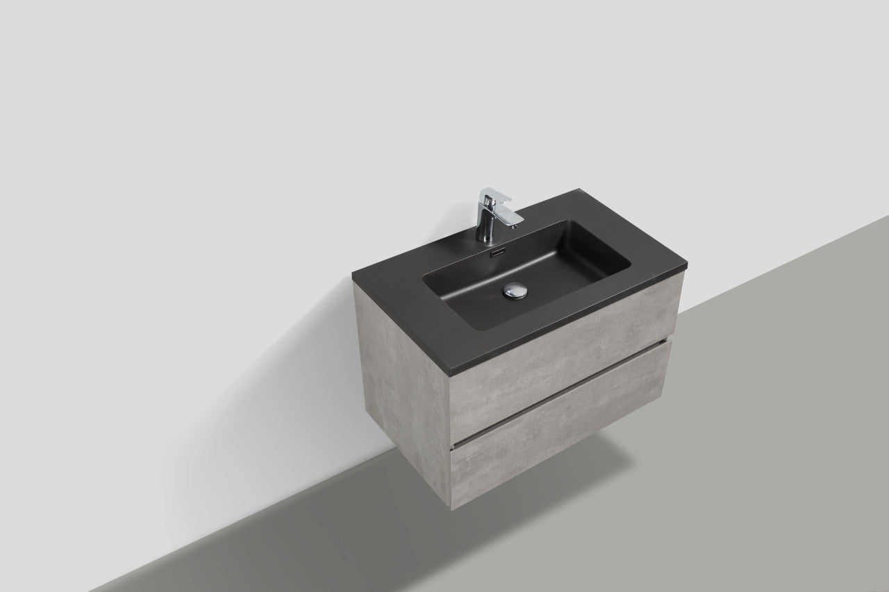 EDI 30" Wall Mounted Bathroom Vanity with Reinforced Acrylic Integrated Sink Top