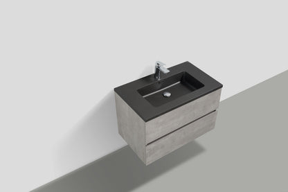 EDI 30" Wall Mounted Bathroom Vanity with Reinforced Acrylic Integrated Sink Top