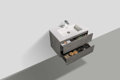 EDI 36" Wall Mounted Bathroom Vanity with Reinforced Acrylic Integrated Sink Top