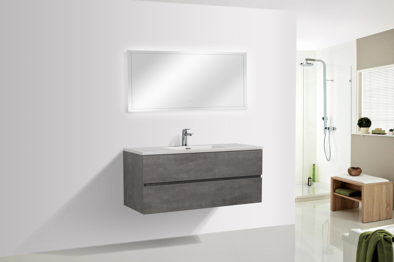 EDI 48" Wall Mounted Bathroom Vanity with Reinforced Acrylic Integrated Sink Top