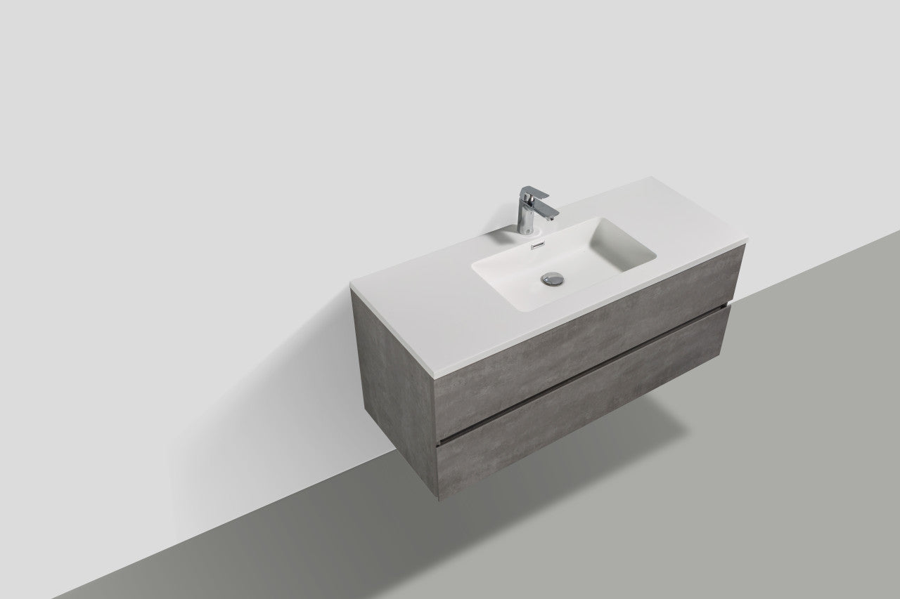 EDI 48" Wall Mounted Bathroom Vanity with Reinforced Acrylic Integrated Sink Top