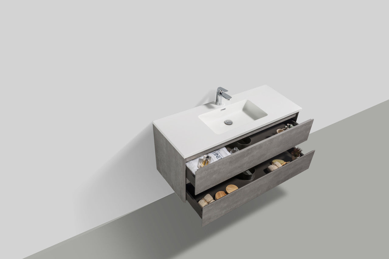 EDI 48" Wall Mounted Bathroom Vanity with Reinforced Acrylic Integrated Sink Top