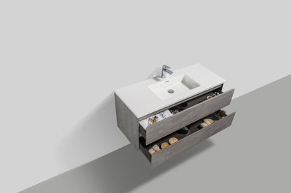 EDI 48" Wall Mounted Bathroom Vanity with Reinforced Acrylic Integrated Sink Top