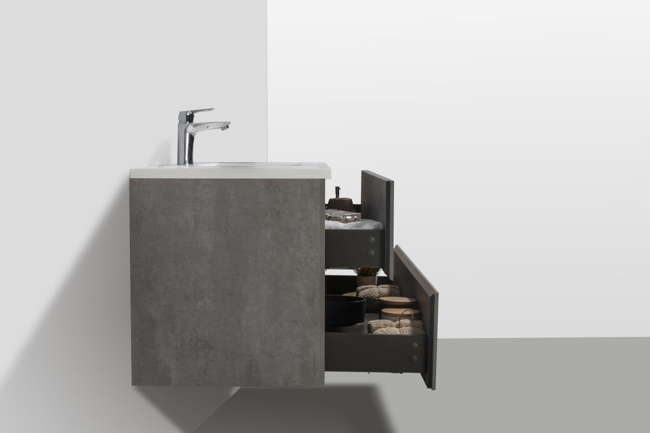EDI 48" Wall Mounted Bathroom Vanity with Reinforced Acrylic Integrated Sink Top