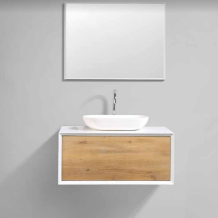 Fiona 36" Wall Mounted Bathroom Vanity with Solid Surface Top and Ceramic Vessel Sink